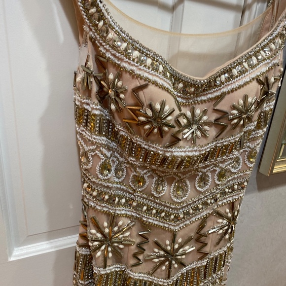 RACHEL ALLEN NUDE BEADED HOMECOMING DRESS SZ 4 SHORT DRESS - Picture 7 of 12